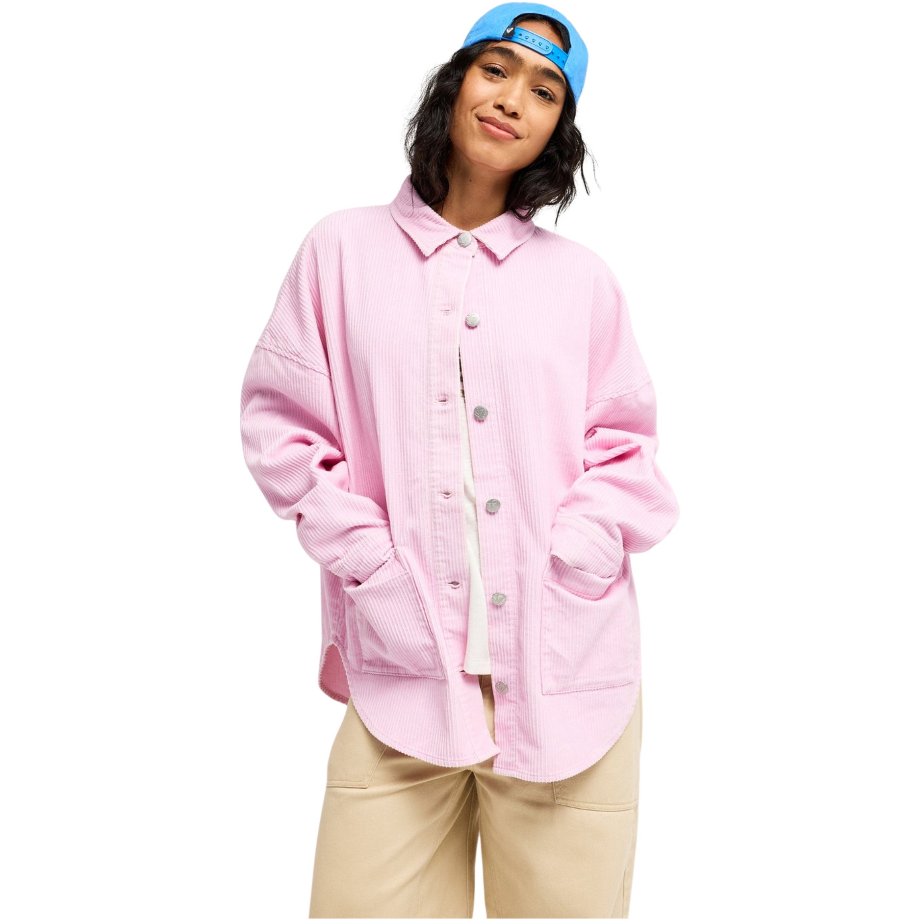 2026 Roxy Womens Kick Back Washed Cord Overshirt ERJWT03697 - Pink Lavender